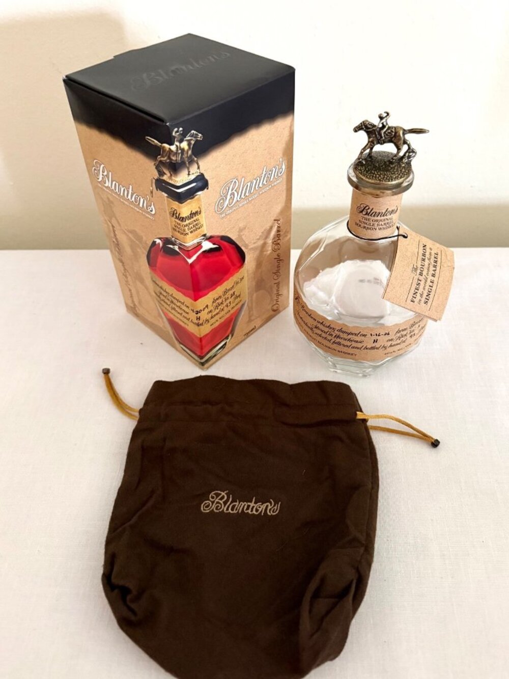 Blanton's Empty 750ml Bourbon Bottle S Horse Stopper Box Bag Collectible